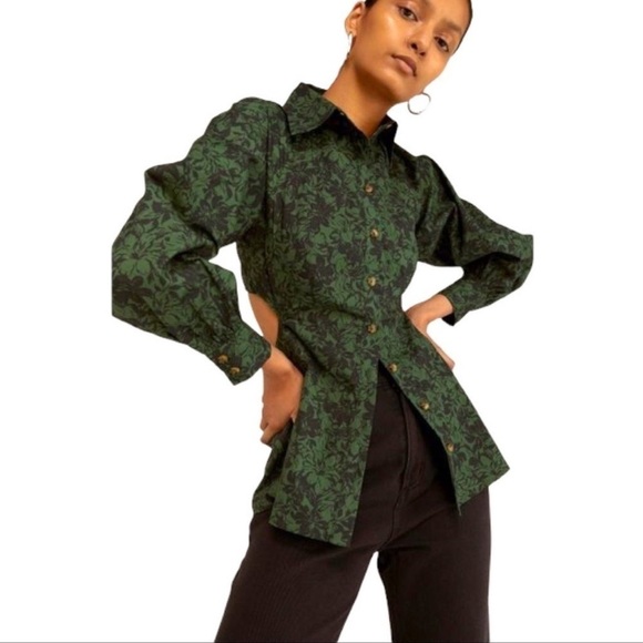 NWT THIRD FORM Garden Party Button Down Top Cutout Open Back Size US 6 - Picture 5 of 12